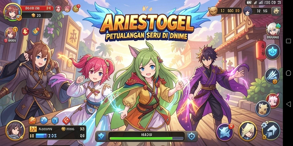 Tampilan menawan dari gameplay ARIESTOGEL yang penuh warna.