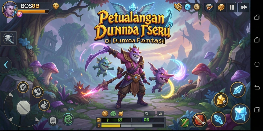 Menampilkan karakter utama dalam aksi menjelajahi dunia petualangan.