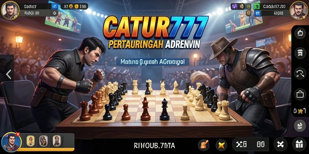 Tampilan gameplay menegangkan dengan pertarungan catur yang seru.