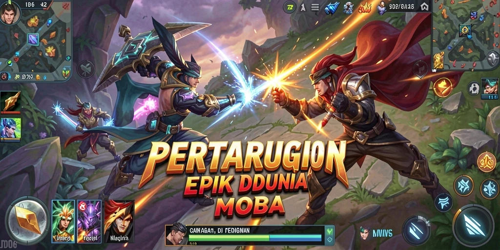 Tangkapan layar dari pertarungan seru dalam game MOBA D06.