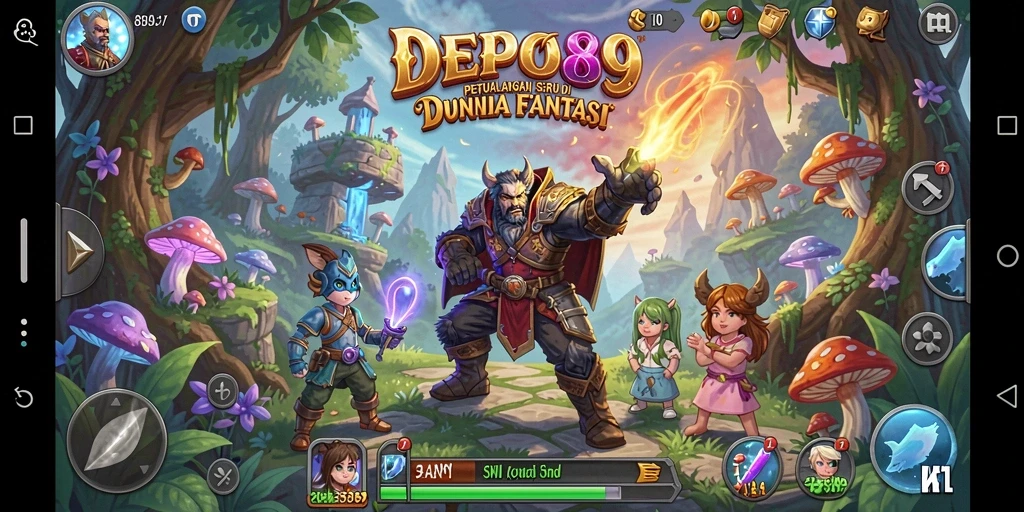 Tampilan gameplay DEPO89 dengan karakter menjelajahi dunia petualangan.