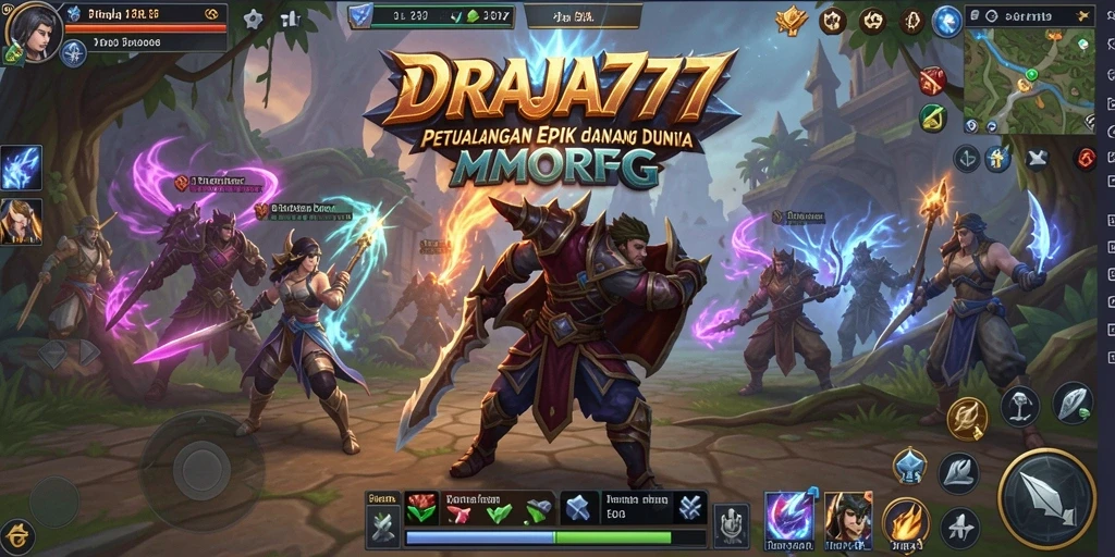 Screenshot DRAJA777 menampilkan aksi pertarungan seru dalam dunia MMORPG.