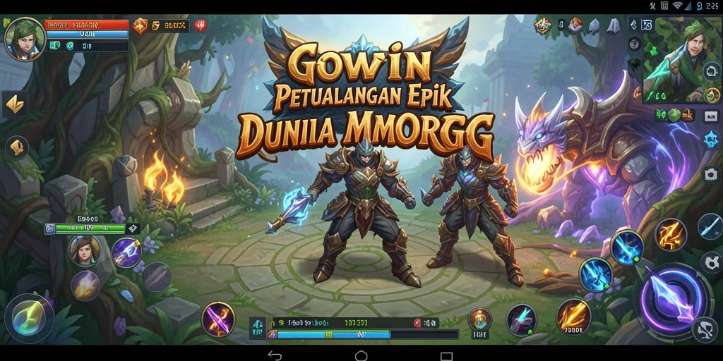 Tangkapan layar GOWIN menampilkan pertempuran seru dalam dunia MMORPG.