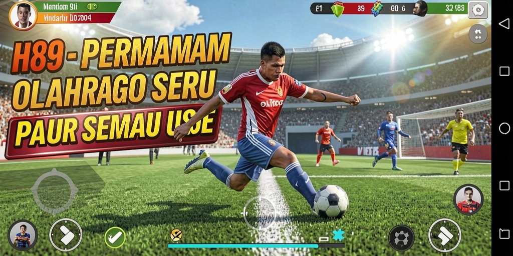 Screenshot gameplay H89 yang menunjukkan aksi seru dalam pertandingan olahraga.