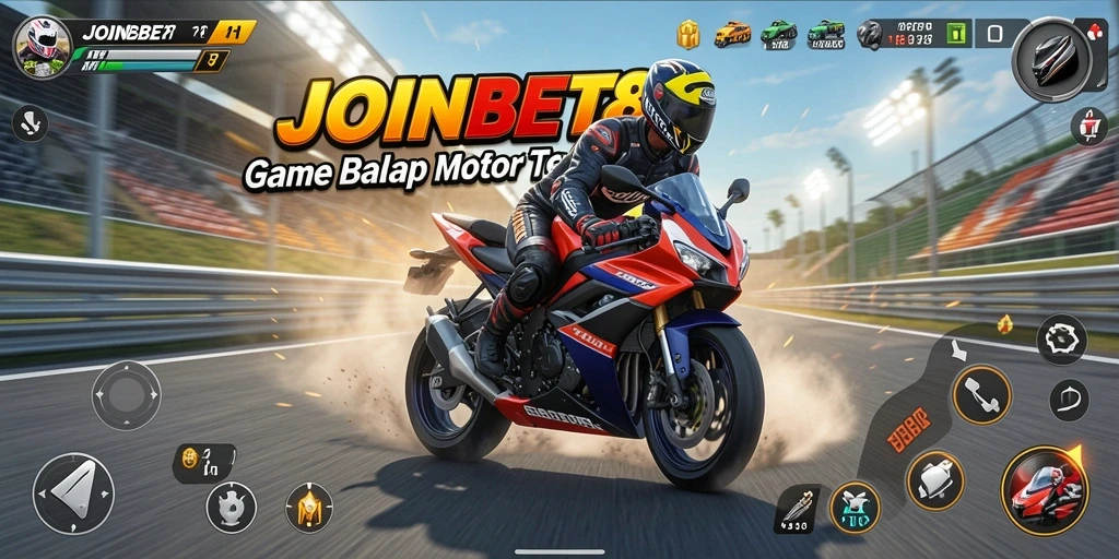 Screenshot gameplay menunjukkan motor balap dalam aksi.