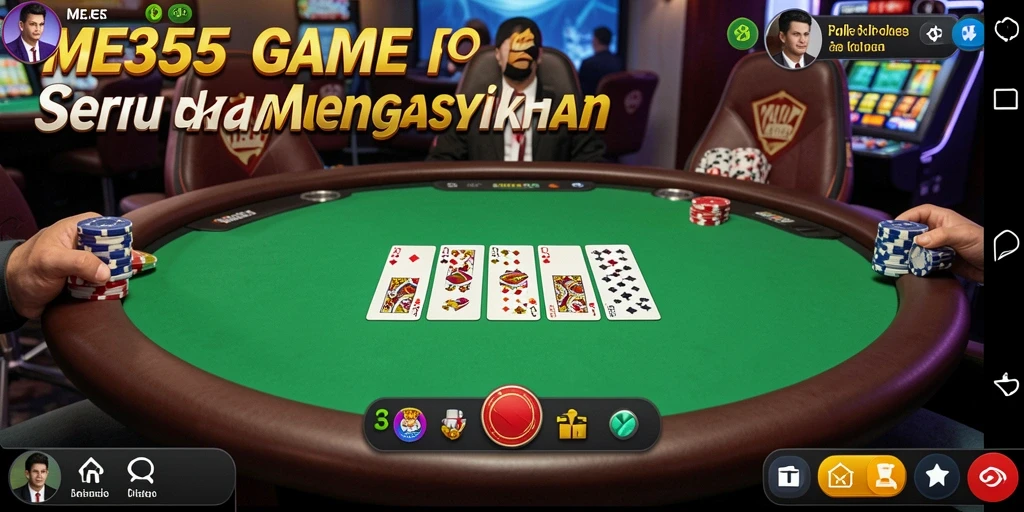 Screenshot gameplay ME355 menampilkan aksi seru permainan Poker.