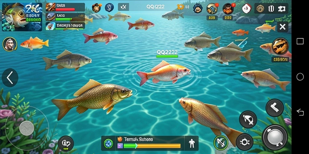 Tampilan gameplay QQ222 yang seru saat menembak ikan.