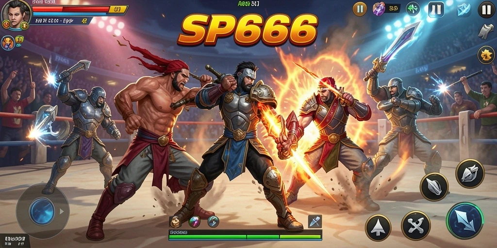 Gameplay SP666 menampilkan pertarungan epik dan karakter unik.