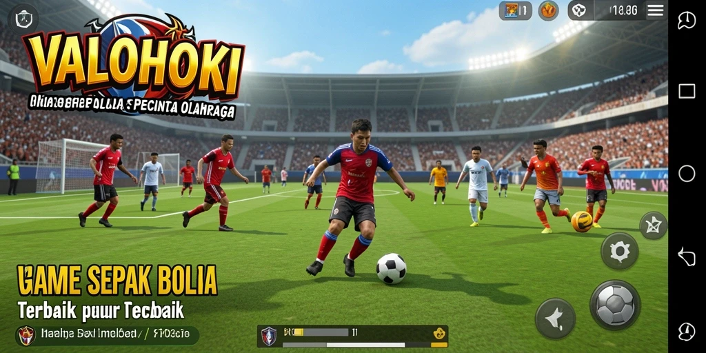 Tampilan utama game VALOHOKI dengan aksi sepak bola seru.